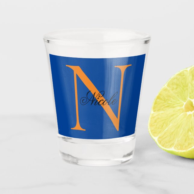 Verre A Shot Premier monogramme manuscrit propre nom Deep Blue (Devant)