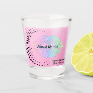 Verre A Shot "Presque Mariés" Fête Pastel Baiser Lèvres Ombrées