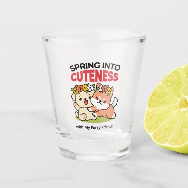 Verre A Shot Printemps dans la laideur - Illustration de chien  (Devant)