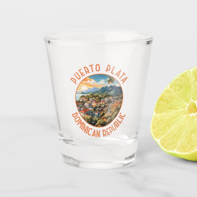 Verre A Shot Puerto Plata République Dominicaine Sunset Retro (Devant)