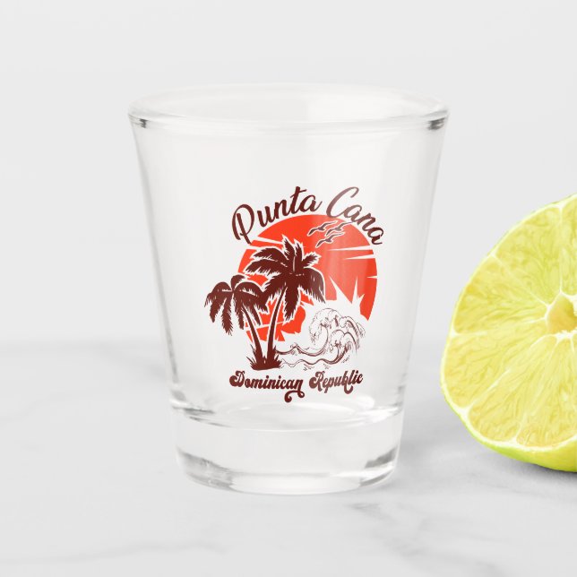 Verre A Shot Punta Cana Dominicaine Retro Sunset Souvenir 80s (Devant)