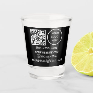 Verre A Shot QR Code Business Logo Professionnel Noir Moderne