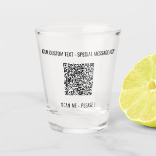Verre A Shot QR Code Scan Info Couleurs de texte personnalisées