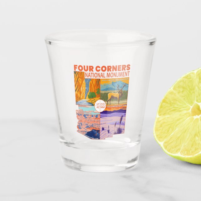 Verre A Shot Quatre coins Monument national avec Parcs nationau (Devant)
