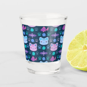 Verre A Shot Qu'est-ce qui est cool, Kitty Cat en violet et ble