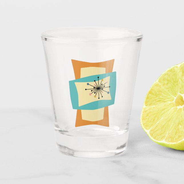 Verre A Shot Rectangles Abstraites colorées Mi-Siècle moderne (Devant)