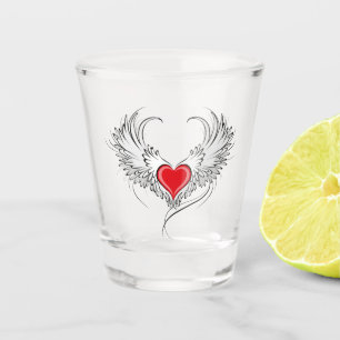 Verre A Shot Red Angel Coeur avec ailes