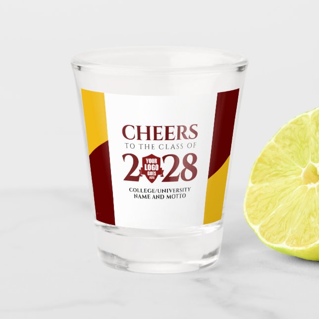 Verre A Shot Red Gold School College University (Devant)