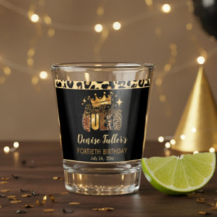 Verre A Shot Reine d'anniversaire léopard amusante Quarante Ann