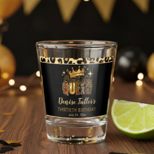 Verre A Shot Reine de l'anniversaire Fun Léopard Trente ans