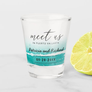 Verre A Shot Rencontrez-Nous Dans Mariage Destination Turquoise