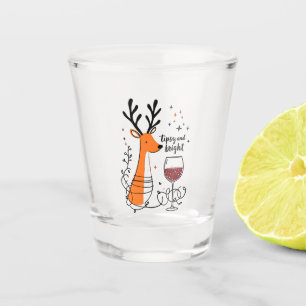 Verre A Shot Renne ivre et lumineux 