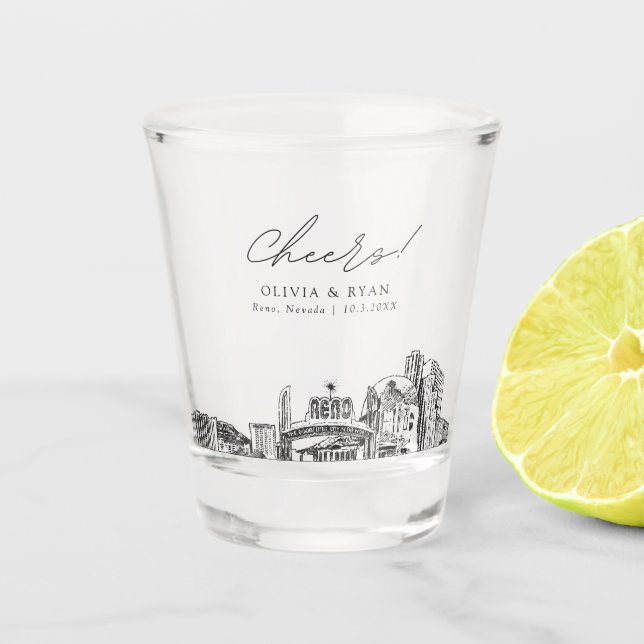 Verre A Shot Reno Nevada Wedding Favor Cheers Shot Glass (Devant)