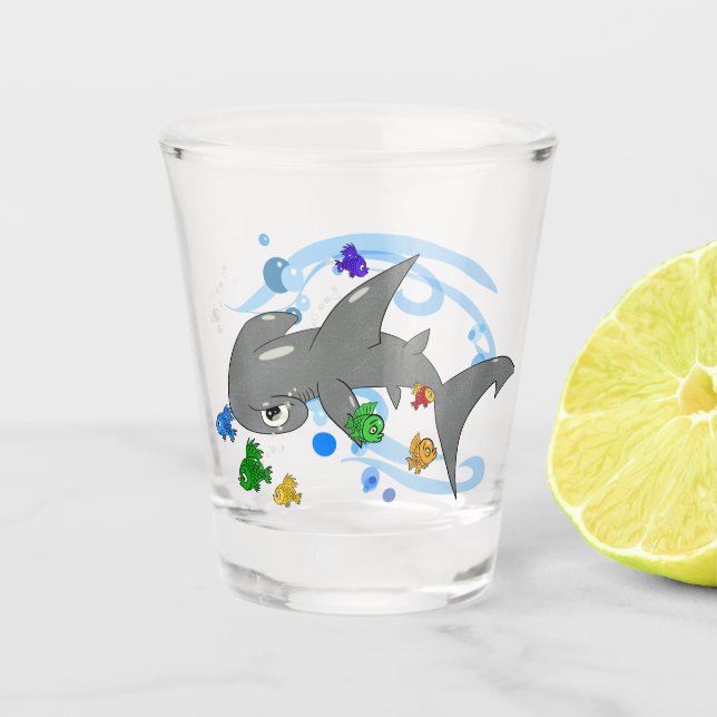 Verre A Shot Requin à tête de caricature (Devant)