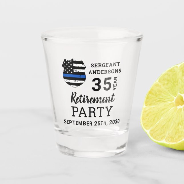 Verre A Shot Retraite de police personnalisée Ligne bleue mince (Devant)