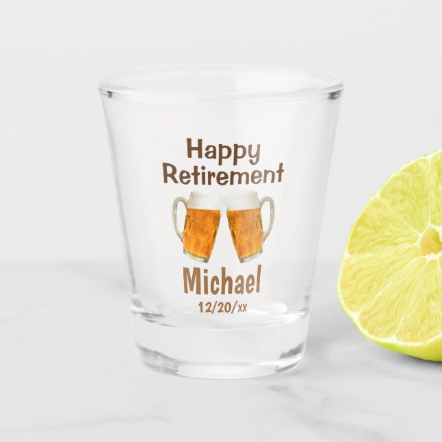 Verre A Shot Retraite GIft Happy Cheers Beer Nom personnalisé (Devant)