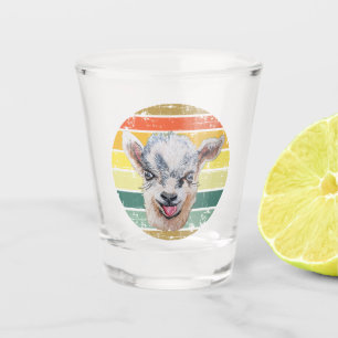 Verre A Shot Retro 1980 Faded Sunset Rainbow Baby Goat Kid Art