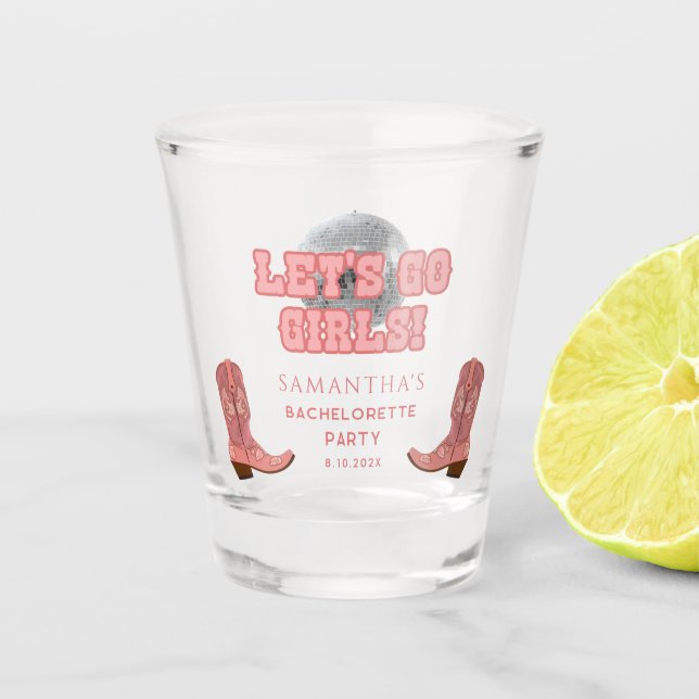 Verre A Shot Retro Disco Cowgirl Bacheloro Party Personnalisé (Devant)
