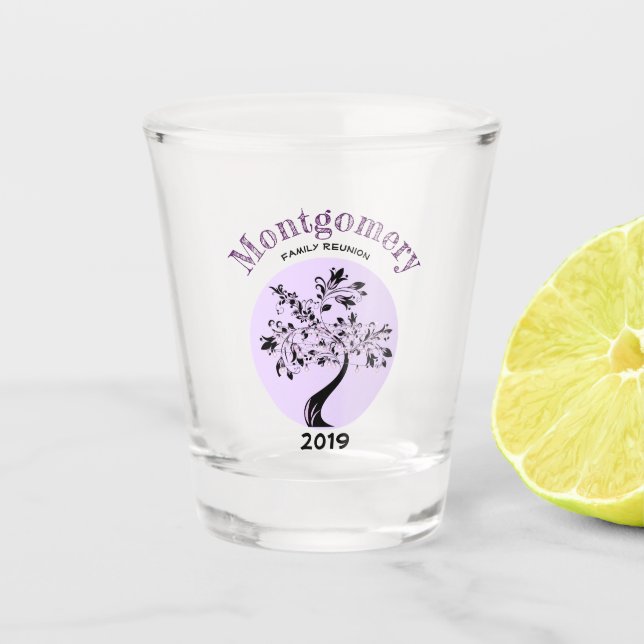 Verre A Shot Retrouvailles familiales Artwork d'arbre mauve à l (Devant)