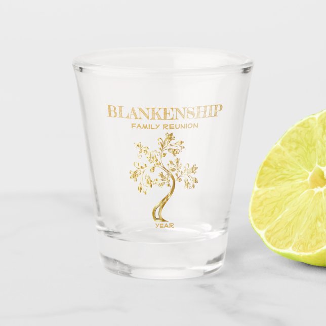 Verre A Shot Reunion familiale personnalisée Arbre d'or noir Ar (Devant)