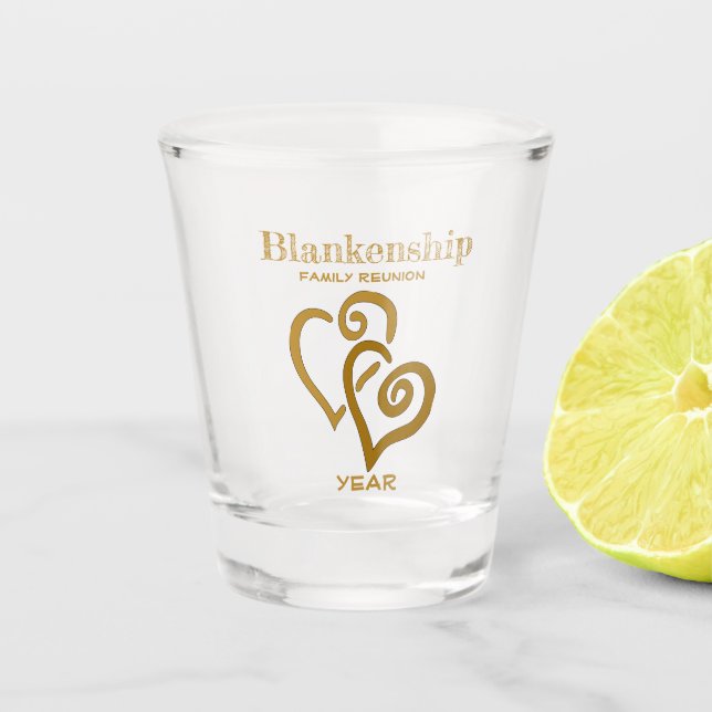 Verre A Shot Reunion familiale personnalisée Gold Lint Heart Ar (Devant)