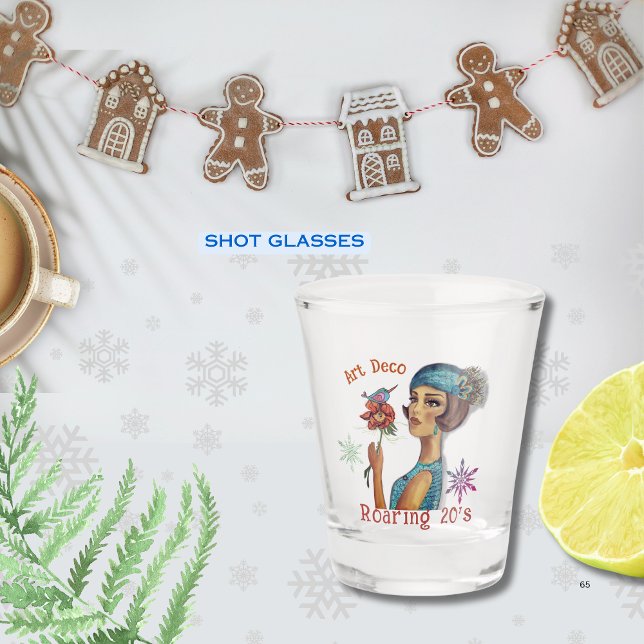 Verre A Shot Roaring 20's Art Déco Blue (Roaring 20's Art Deco Blue Dress Shot Glass)