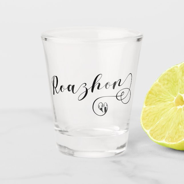 Verre A Shot Roazhon, Drapeau de Rennes en coeur, Breton (Devant)