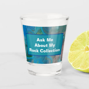 Verre A Shot Rock Collector Humour Bleu Vert Marbré Pierre