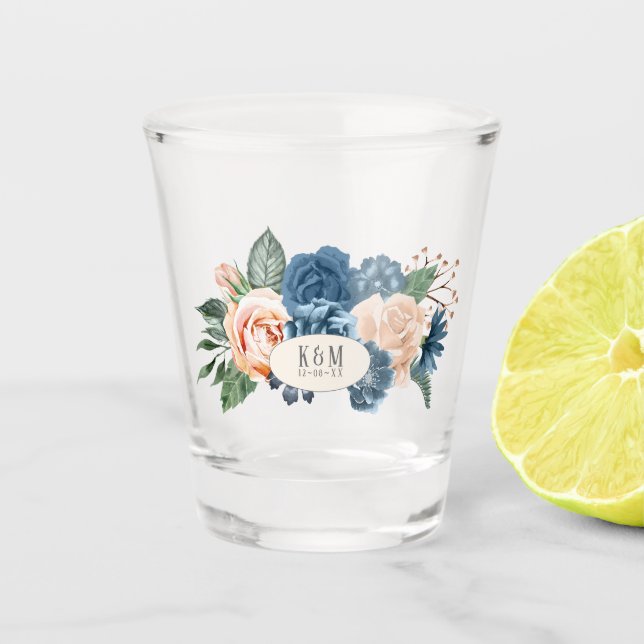 Verre A Shot Rose Blue/Peach Mariage ID584 (Devant)
