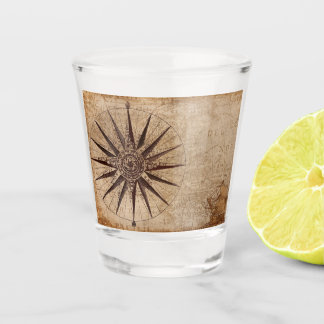 Verre A Shot Rose des vents vintage