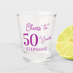 Verre A Shot Rose foncé Félicitations pour 50 ans Fête d'annive
