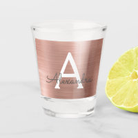 Rose Gold Moderne Anniversaire Monogramme Métallis