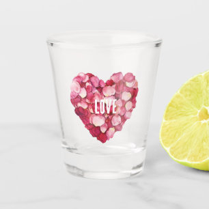 Verre A Shot Rose rouge pétales Floral Amour