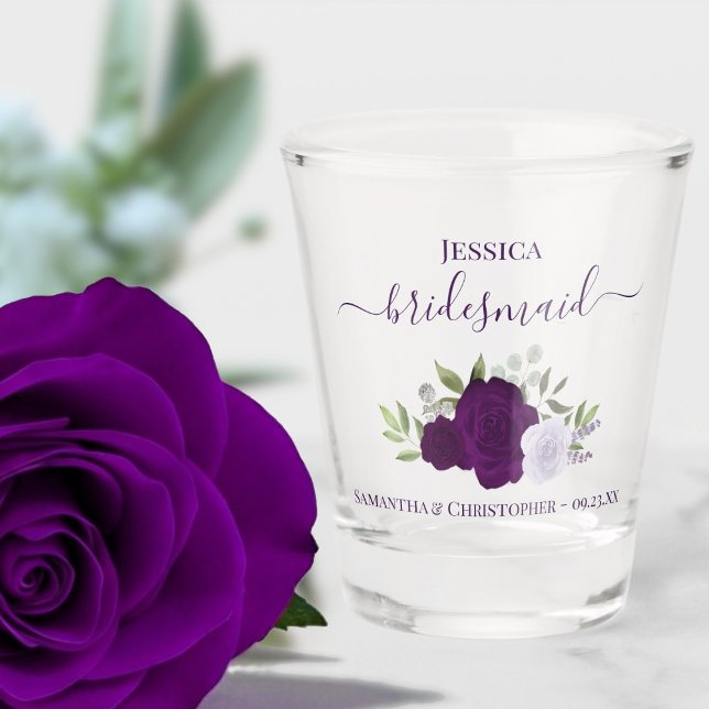 Verre A Shot Roses Boho violet Élégant Mariage Bridesmaid (Créateur téléchargé)