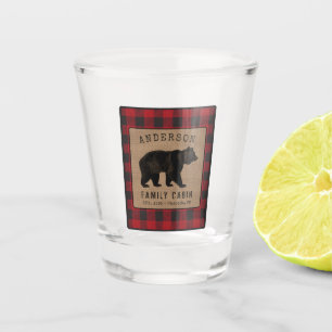 Verre A Shot Rustic Bear Family Cabine Red Buffalo Plaid Burlap