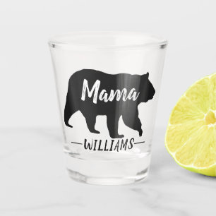 Verre A Shot Rustic Mama Bear Monogramme Nom de famille