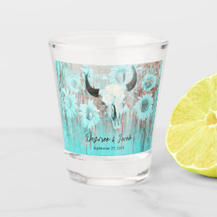 Verre A Shot Rustique Boho Turquoise Tournesol Occidental Taure