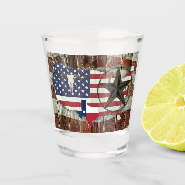 Verre A Shot Rustique Texas Lone Star Texas Long Horn (Devant)