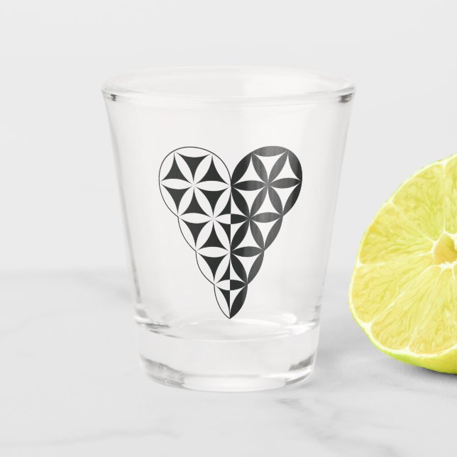 Verre A Shot Sacred Heart - Coeur de vie, Dual-Wh/Bl. (Devant)