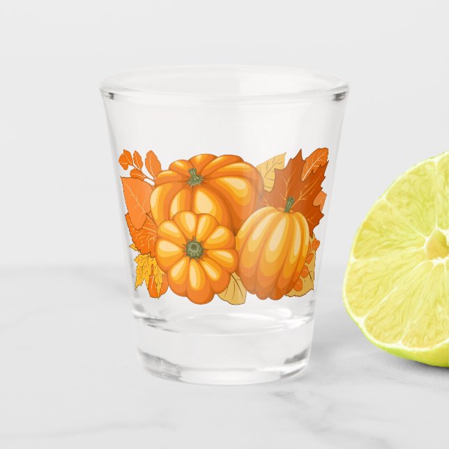 Verre A Shot Saison d'automne Halloween Citrouille Motif (Devant)