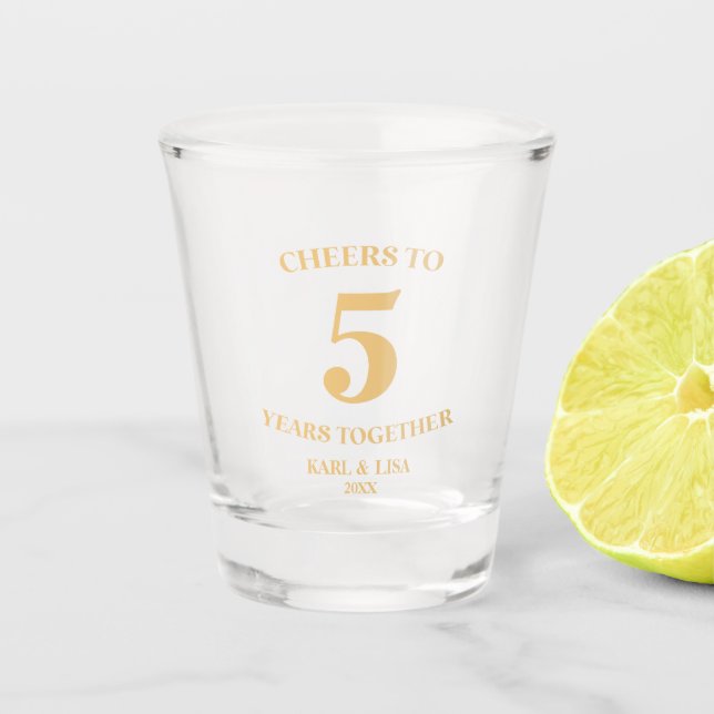 Verre A Shot Salaire D'Or Minimal À 5 Ans (Devant)