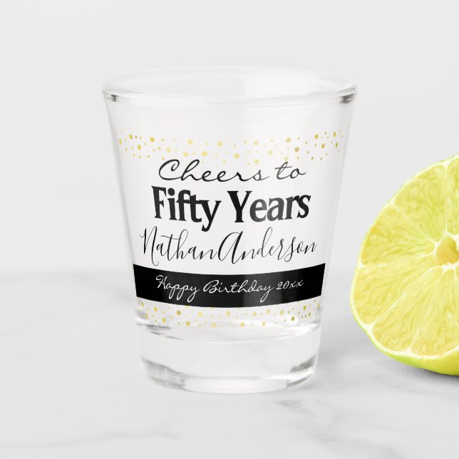 Verre A Shot Salutations à cinquante ans Anniversaire personnal (Devant)