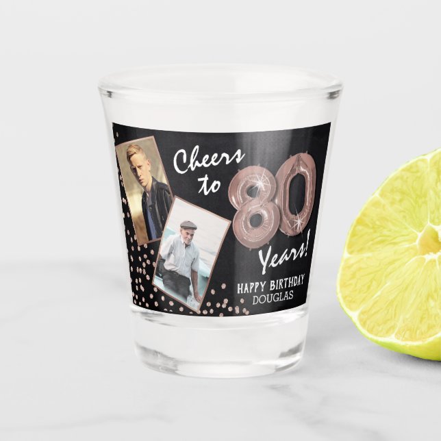 Verre A Shot Salutations aux années 80e anniversaire 2 Photo (Devant)