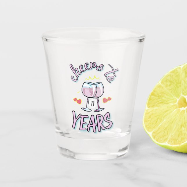 Verre A Shot Salutations jusqu'à 11 ans mariage anniversaire ch (Devant)