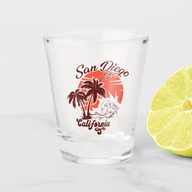 Verre A Shot San Diego California Sunset Palm Trees Souvenirs (Devant)