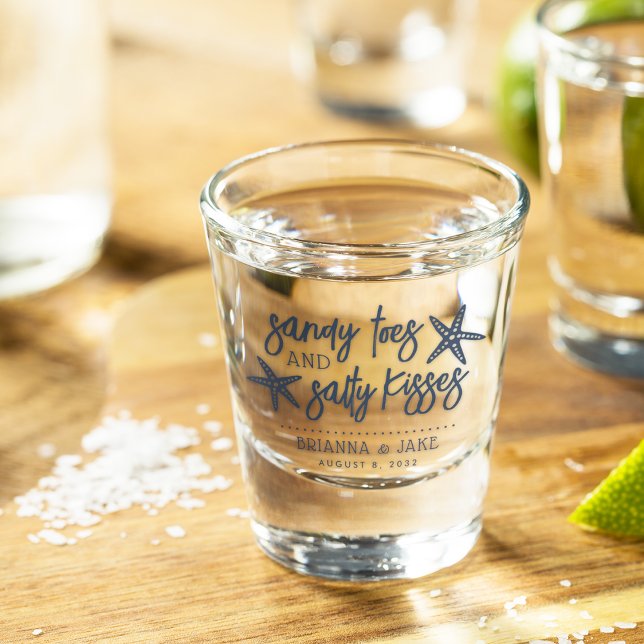 Verre A Shot Sandy Toes & Salty Kisses Destination Wedding Shot (Créateur téléchargé)