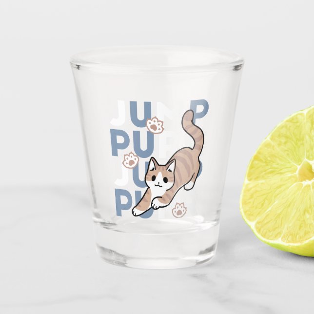 Verre A Shot Sauter Purr Jump : Conception de chat joueuse avec (Devant)