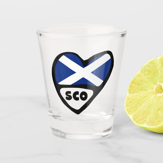 Verre A Shot Scotland Country Code Flag Heart, SCO (Devant)