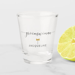 Verre A Shot Script chic moderne Groomswoman Gold Heart Name