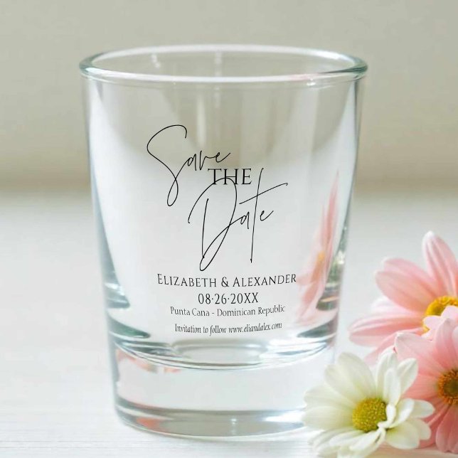 Verre A Shot Script Élégant Enregistrer La Date La Date (Créateur téléchargé)